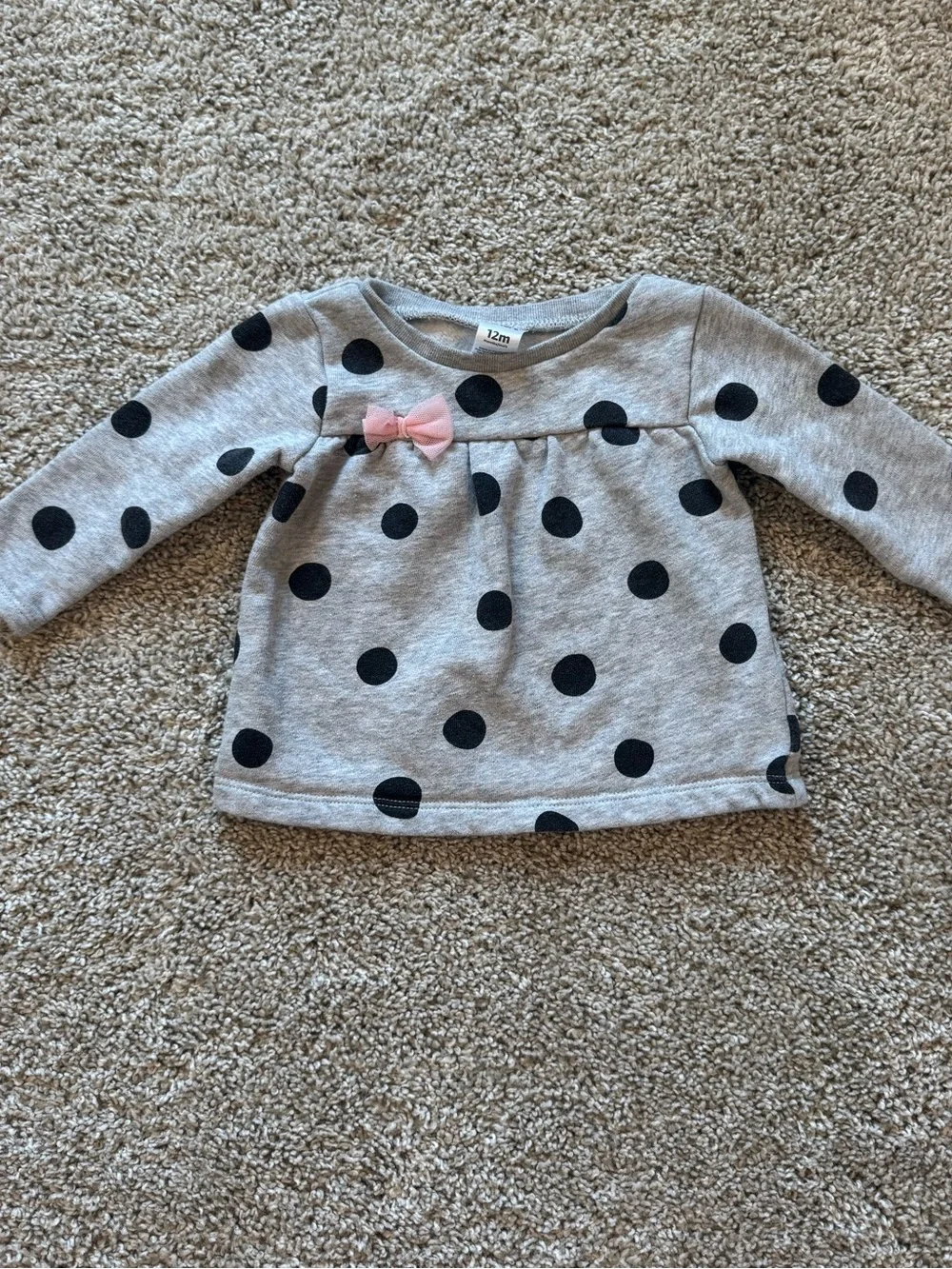 Carter’s Baby Girl Top Bundle 12 Months Plaid Polka Dot Pink Long Sleeve Shirts